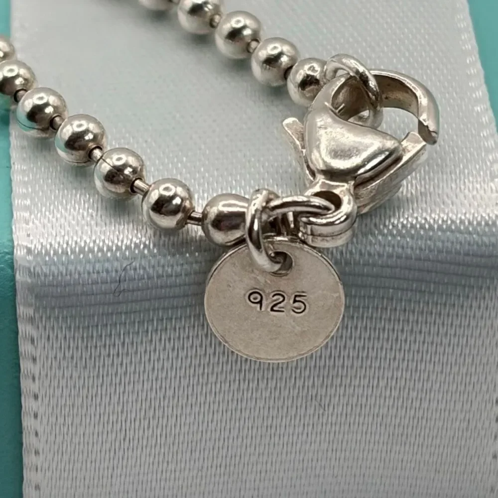 Tiffany & Co. Beaded 34” Chain Return to Tiffany Heart Tag Necklace in Silver - Picture 6 of 9